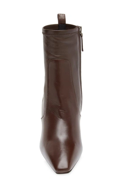 Brunello Cucinelli Leather Monili-heel Zip Booties In C7611 Dark Brown