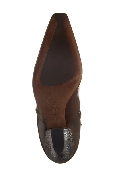 Shop Brunello Cucinelli Monili Heel Bootie In C7611 Dark Brown