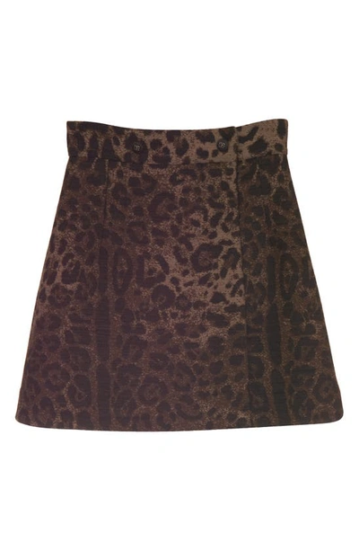 Shop Dolce & Gabbana Dégradé Leopard Jacquard Skirt In Print Leo