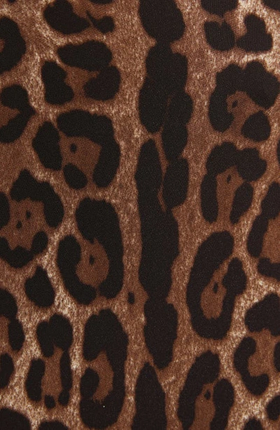 Dolce & Gabbana Leopard-print Calf-length Cady Dress In Brown