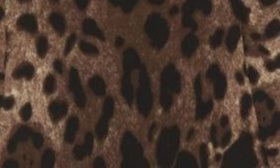 Dolce & Gabbana Leopard-print Calf-length Cady Dress In Brown