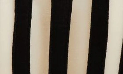 Shop Laquan Smith Stripe Semisheer Long Sleeve Midi Dress In Beige/ Black