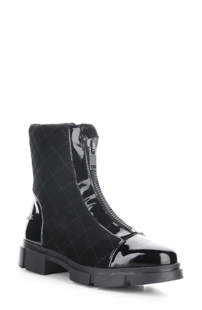 Shop Bos. & Co. Lane Quilted Waterproof Bootie In Black Patent/ Suede