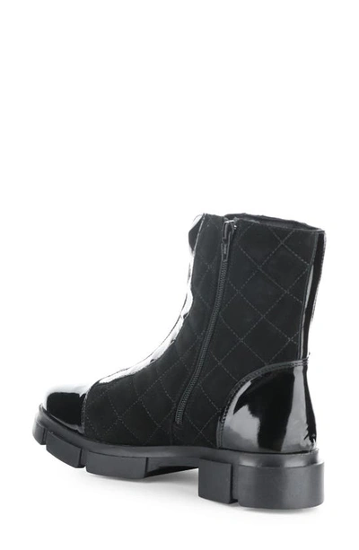 Bos. & Co. Lane Quilted Waterproof Bootie In Black Patent/ Suede