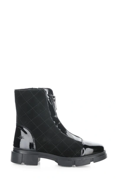 Bos. & Co. Lane Quilted Waterproof Bootie In Black Patent/ Suede