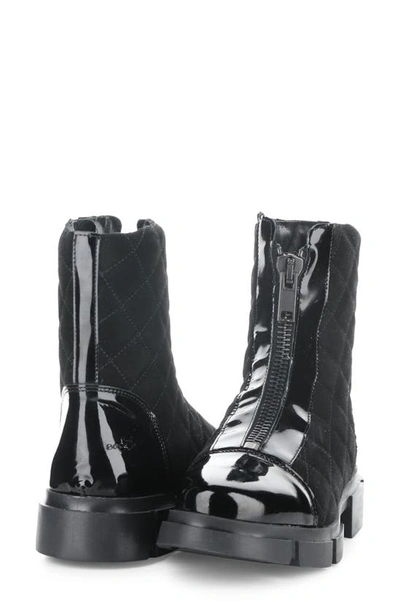 Bos. & Co. Lane Quilted Waterproof Bootie In Black Patent/ Suede