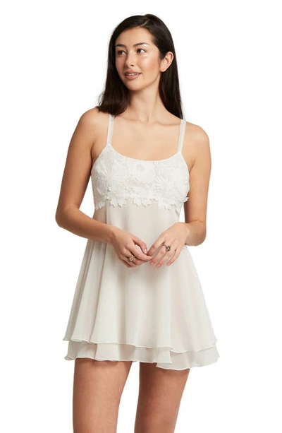 Rya Collection Beloved Lace Trim Chiffon Chemise In Ivory