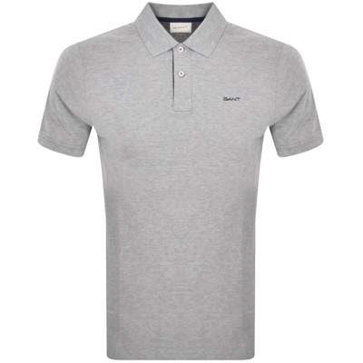 Shop Gant Collar Contrast Rugger Polo T Shirt Grey