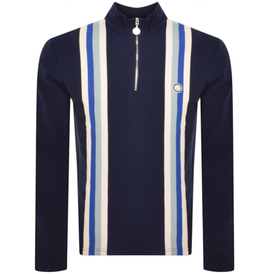 Shop Pretty Green Stripe Long Sleeve Polo T Shirt Navy