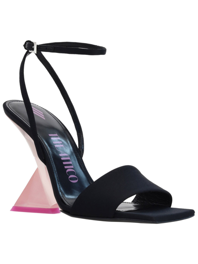 Attico Cheope Satin Sandals In Black/pink | ModeSens