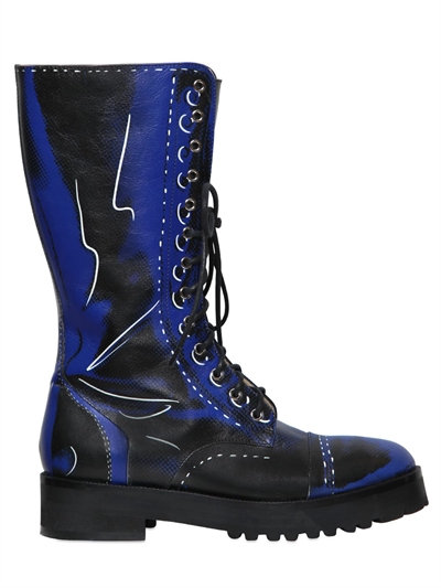 Moschino Trompe-l'oeil Knee Length Boots In Blue | ModeSens