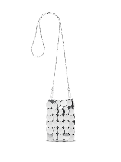 Rabanne Mini Sparkle Hobo Bag In Silver