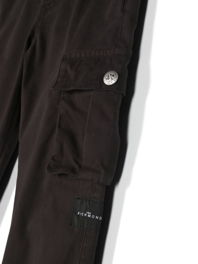Shop John Richmond Junior Logo-patch Cotton Trousers In Black