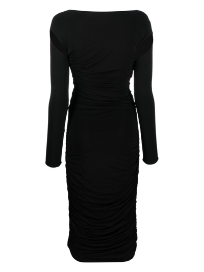 Shop Federica Tosi Ruched-detailing Long-sleeve Dress In Black