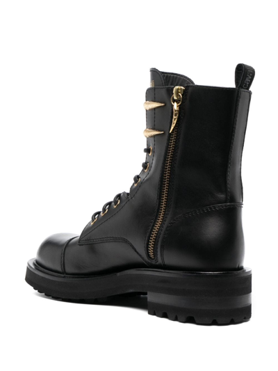 Shop Roberto Cavalli Logo-print Leather Boots In Black