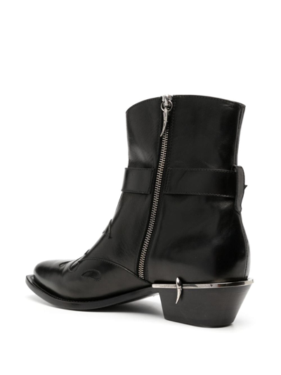 Shop Roberto Cavalli Tiger Tooth Leather Boots In Black