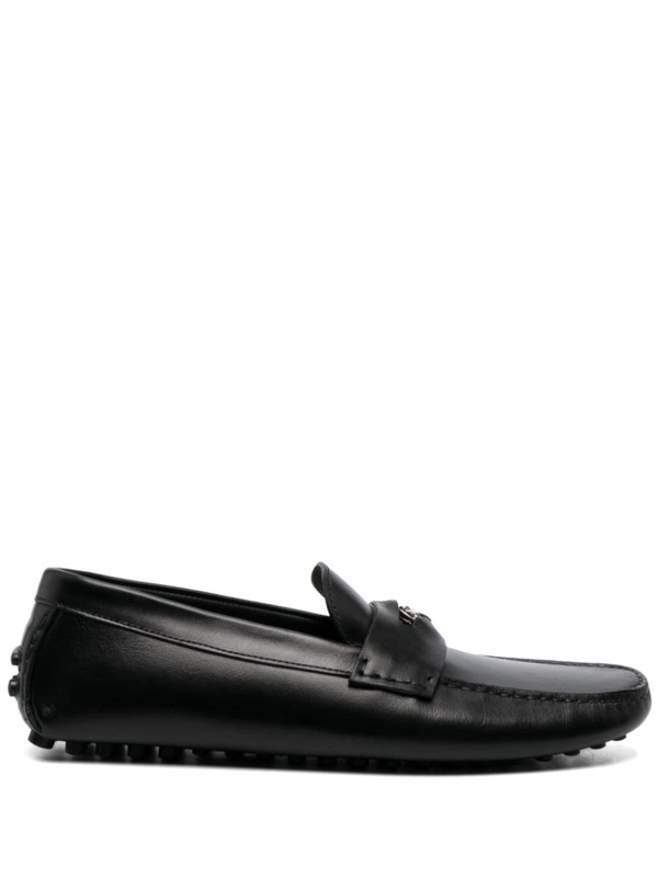 Roberto Cavalli logo-plaque leather sneakers - Black