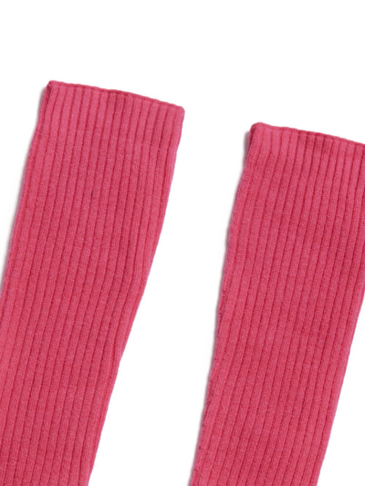 Shop Apparis Ribbed-knit Fingerless Gloves In Pink