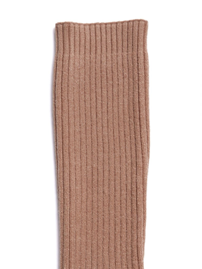 Shop Apparis Ribbed-knit Fingerless Gloves In Neutrals