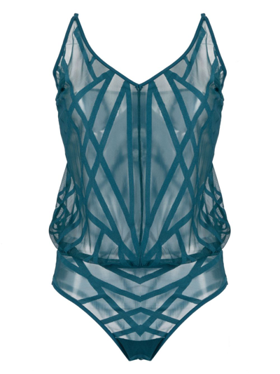 Shop Marlies Dekkers The Illusionist Mesh Panel Body In Blue