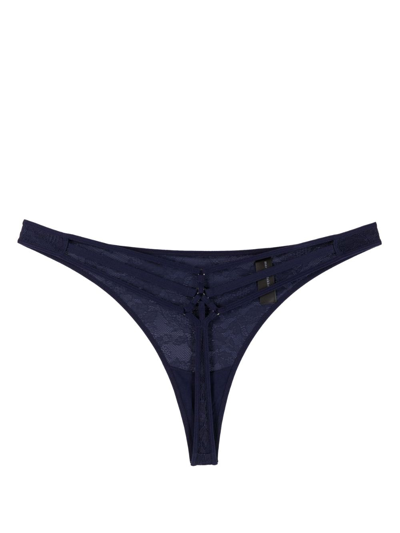 Shop Marlies Dekkers Space Odyssey Strappy Thong In Blue