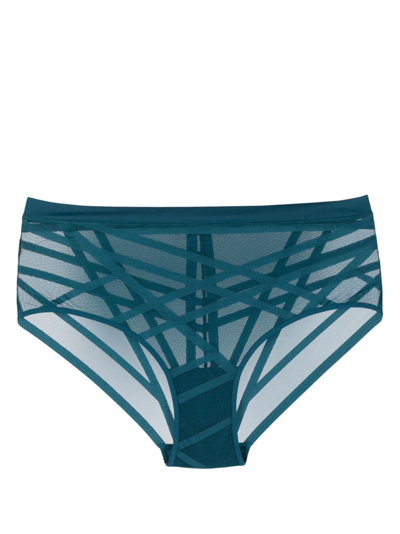 Shop Marlies Dekkers The Illusionist High-waisted Briefs In Blue