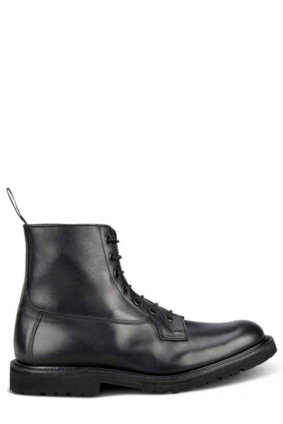Shop Tricker's Burford Plain Derby Boot In Black
