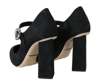 Shop Dolce & Gabbana Black Brocade High Heels Mary Janes Women's Shoes