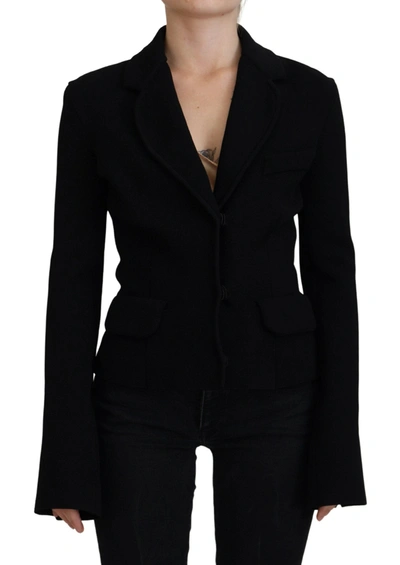 Shop Dolce & Gabbana Black Button Cardigan Blazer Viscose Women's Jacket