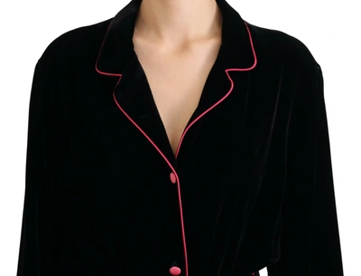 Shop Dolce & Gabbana Black Button Belted Blazer Viscose Women's Jacket