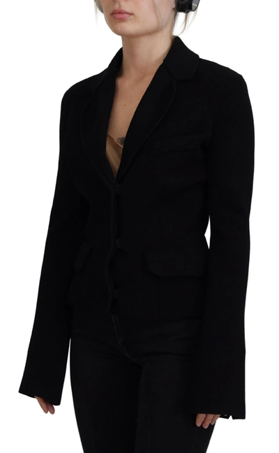 Shop Dolce & Gabbana Black Button Cardigan Blazer Viscose Women's Jacket
