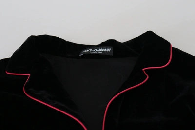 Shop Dolce & Gabbana Black Button Belted Blazer Viscose Women's Jacket