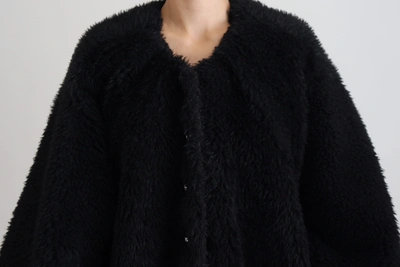 Shop Dolce & Gabbana Black Cashmere Blend Faux Fur Coat Women's Jacket
