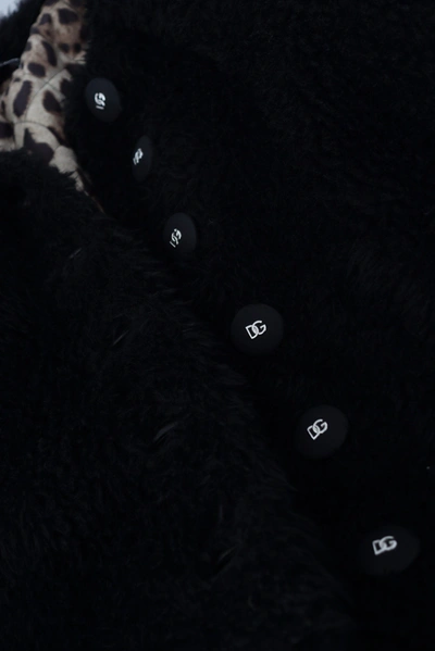 Shop Dolce & Gabbana Black Cashmere Blend Faux Fur Coat Women's Jacket