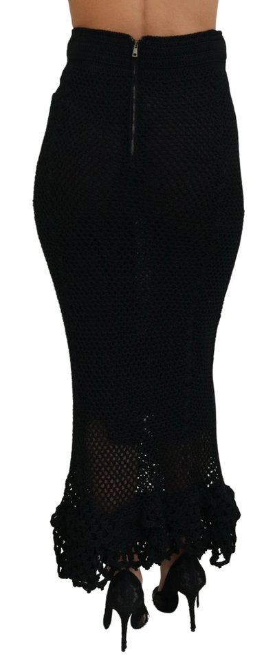 Shop Dolce & Gabbana Black Knitted Cotton High Waist Mermaid Women's Skirt