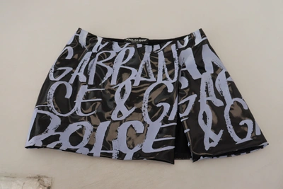 Shop Dolce & Gabbana Black Logo Print High Waist A-line Mini Women's Skirt
