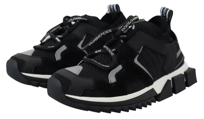 Shop Dolce & Gabbana Black Mesh Sorrento Trekking Sneakers Women's Shoes In Black And Gray