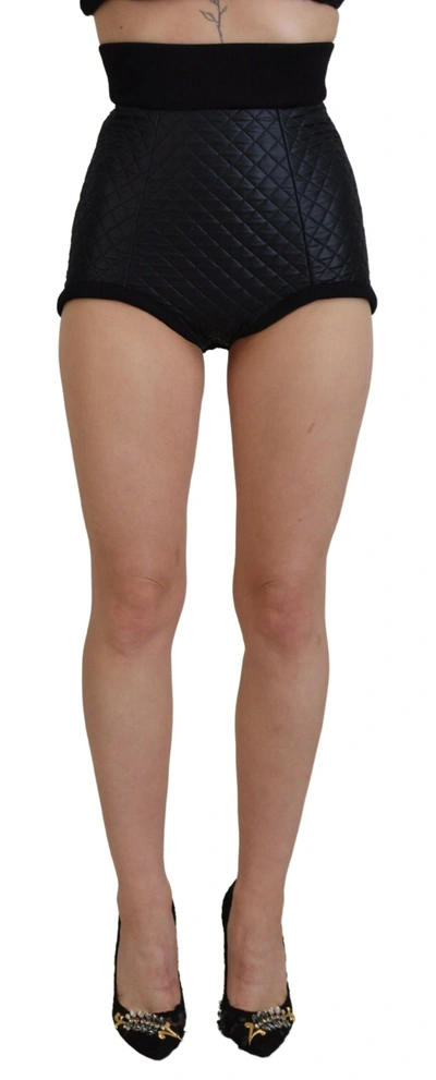 Shop Dolce & Gabbana Black Quilted High Waist Hot Pants Women's Shorts