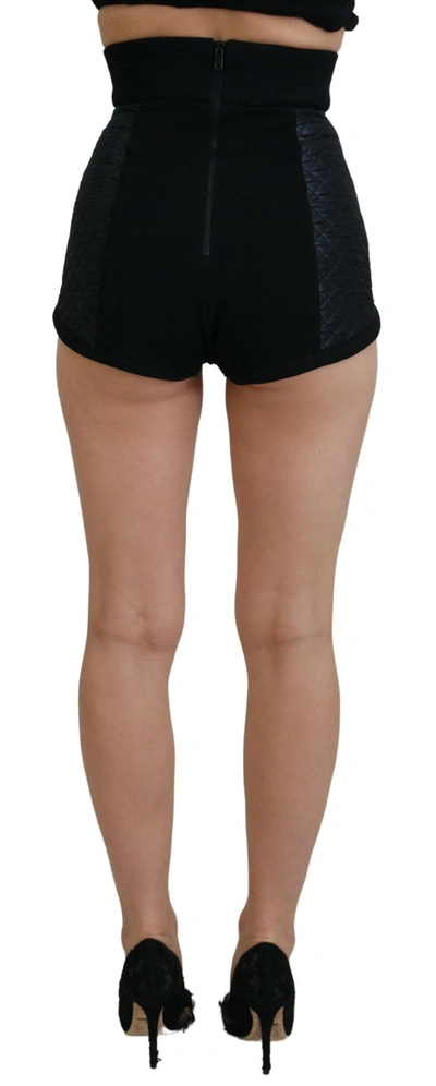 Shop Dolce & Gabbana Black Quilted High Waist Hot Pants Women's Shorts