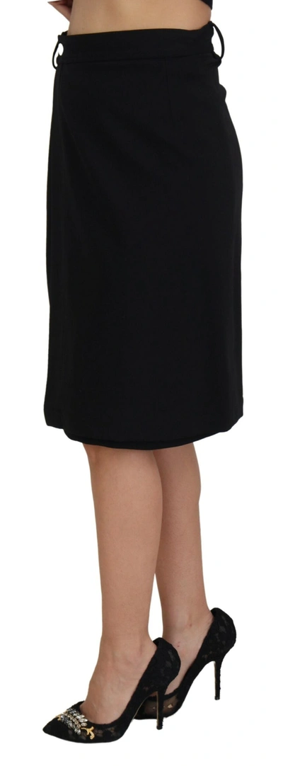 Shop Dolce & Gabbana Black Wool Pencil Cut High Waist Women's Skirt