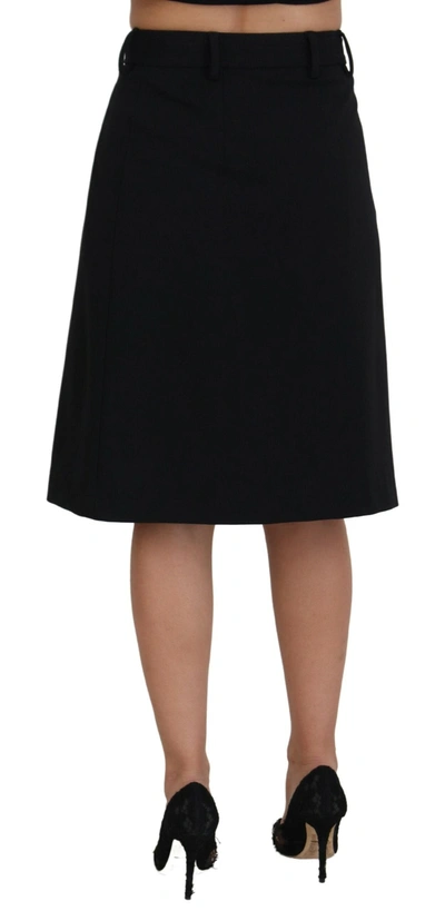 Shop Dolce & Gabbana Black Wool Pencil Cut High Waist Women's Skirt