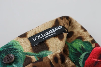 Shop Dolce & Gabbana Brown Cotton Leopard Rose Print Mini Women's Skirt