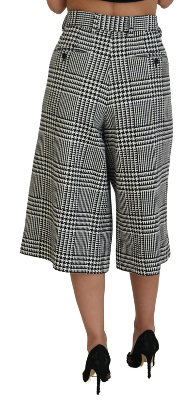 Shop Dolce & Gabbana Gray Plaid High Waist Wide Leg Alpaca Women's Pants