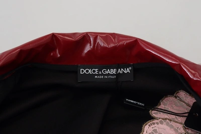 Shop Dolce & Gabbana Maroon Floral Full Zip Polyester Women Women's Jacket