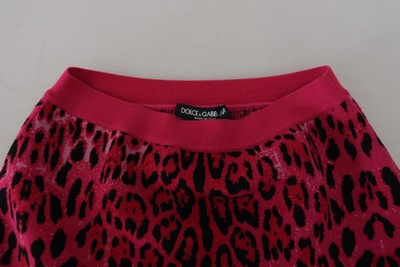 Shop Dolce & Gabbana Pink Leopard High Waist A-line Mini Women's Skirt