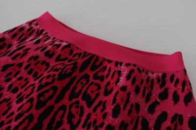 Shop Dolce & Gabbana Pink Leopard High Waist A-line Mini Women's Skirt