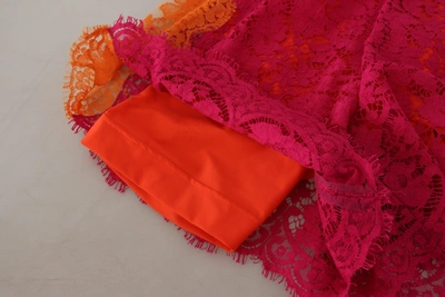 Shop Dolce & Gabbana Pink Orange Lace Cotton High Waist Women's Shorts
