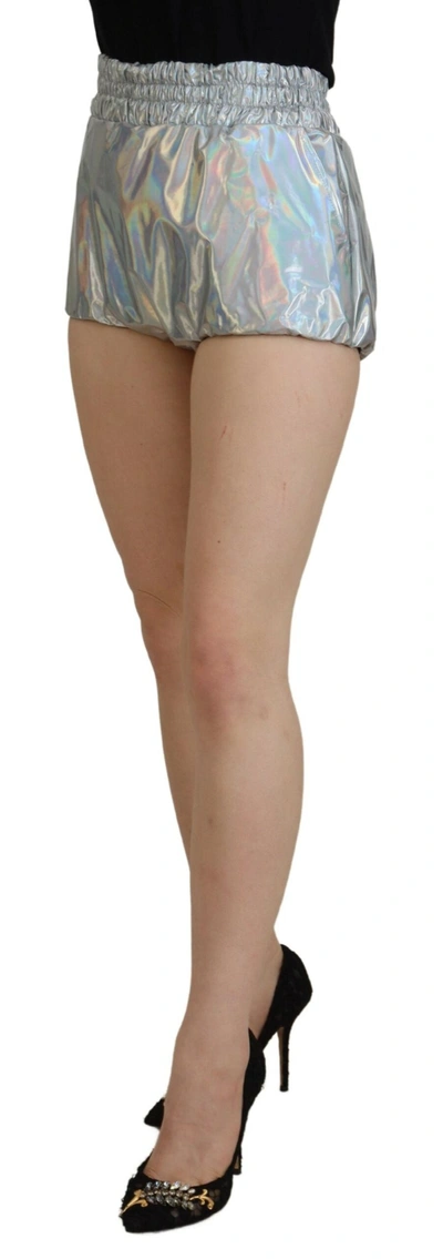 Shop Dolce & Gabbana Silver Holographic High Waist Hot Pants Women's Shorts