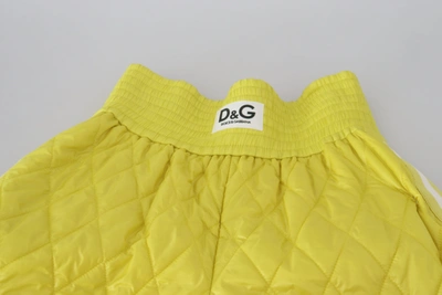 Shop Dolce & Gabbana Yellow Nylon Quilted High Waist Bermuda Women's Shorts