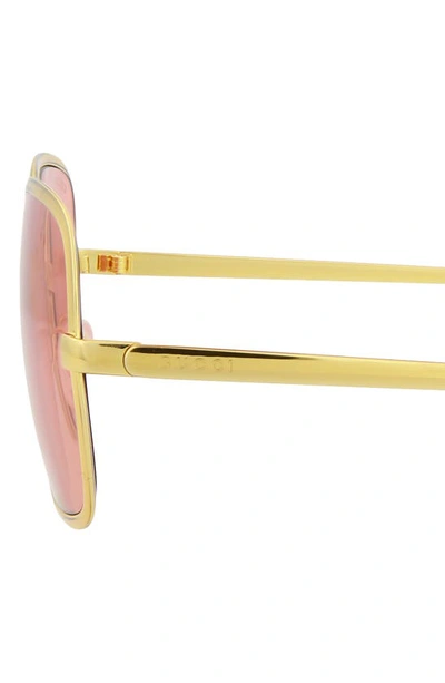 Shop Gucci 60mm Square Sunglasses In Gold Gold Red